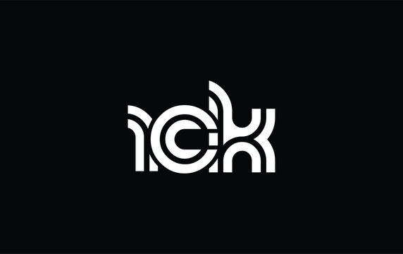 RCK Creative Unique Modern Letter Logo Design. Stylized logo featuring a unique letter design, presenting abstract minimalist aesthetics and modern appeal.