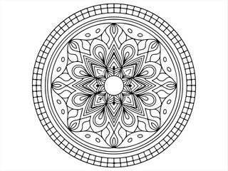 Circular pattern in form of mandala for Henna, Mehndi, tattoo, Vector mandala pattern design with hand drawn henna tattoo pattern for background, line art round mandala pattern.