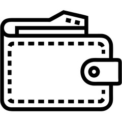 Fototapeta premium Wallet icon with a note on a white background for finance and payment concepts, business icon