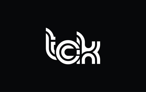 TCK Creative Unique Modern Letter Logo Design. Stylized logo featuring a unique letter design, presenting abstract minimalist aesthetics and modern appeal.