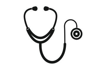 Isolated Medical Stethoscope Icon with Clean Cutout Style on White