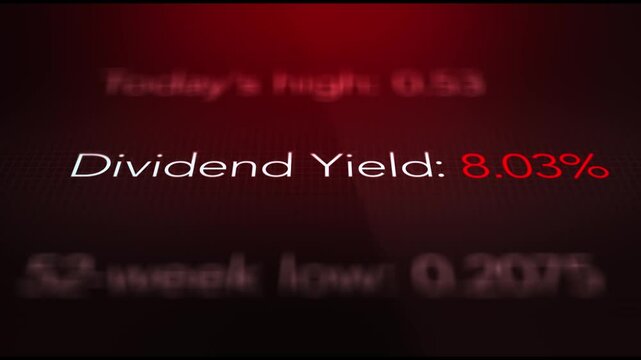 Camera pans across a stock with high dividend yield 2