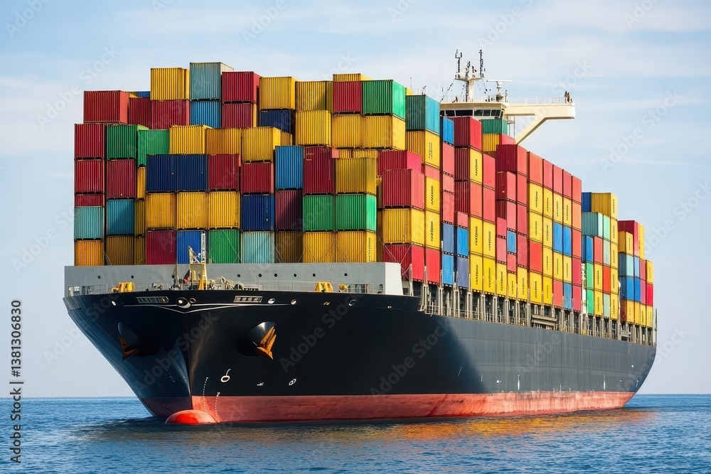 Poster container cargo freight ship with working crane bridge at container cargo freight ship with working 