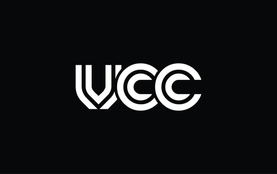 VCC Creative Unique Modern Letter Logo Design. Stylized logo featuring a unique letter design, presenting abstract minimalist aesthetics and modern appeal.