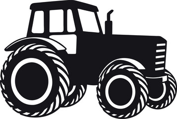 silhouette of a tractor illustration vector with black old tractor 