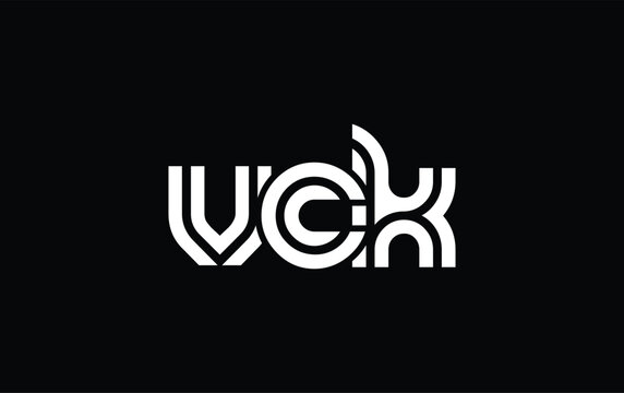 VCK Creative Unique Modern Letter Logo Design. Stylized logo featuring a unique letter design, presenting abstract minimalist aesthetics and modern appeal.