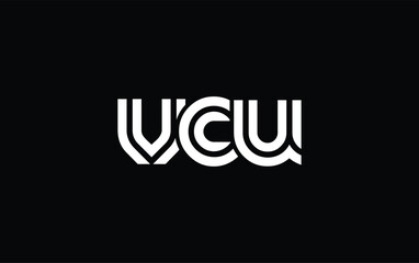 VCU Creative Unique Modern Letter Logo Design. Stylized logo featuring a unique letter design, presenting abstract minimalist aesthetics and modern appeal.