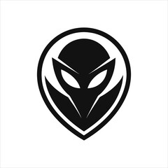 Minimalist Alien Logo Futuristic Silhouette Vector Art