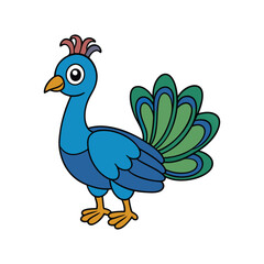  Indian Peafowl Bird Colorful Illustration
