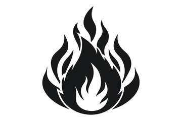 Black Flame Silhouette Vector, Simplistic Fire 