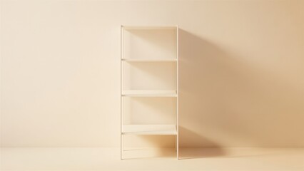 Fototapeta premium Minimalist White Bookshelf Against Neutral Background