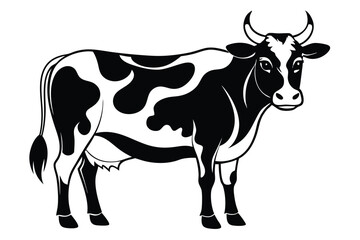 Dairy Cow Graphic, Black and White Spotted Pattern, Isolated 