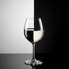 Elegant wine glass against black and white background