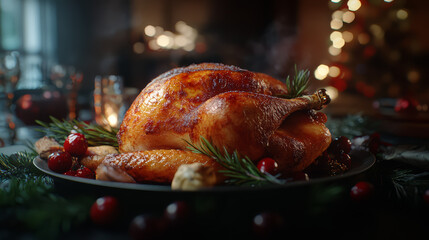 Roasted Thanksgiving Turkey With Crispy Skin, Rosemary, and Cranberries