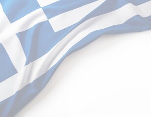 Close-up of greek flag with waving blue and white stripes