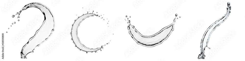 Poster dynamic liquid splashes and droplets in motion.
