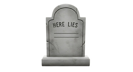 Isolated Tombstone Illustration with "Here Lies" Inscription and Grey Stone