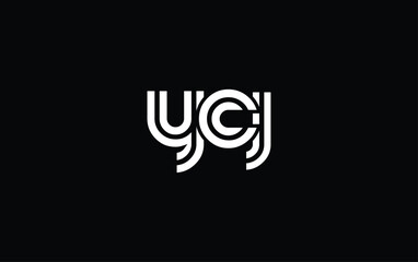 YCJ Creative Unique Modern Letter Logo Design. Stylized logo featuring a unique letter design, presenting abstract minimalist aesthetics and modern appeal.