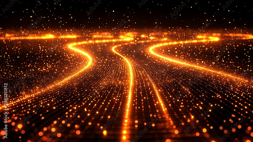 Poster glowing paths abstract image