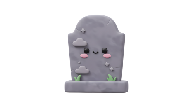 Cute Tombstone Illustration Smiling with Clouds and Stars for Halloween