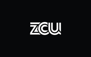 ZCU Creative Unique Modern Letter Logo Design. Stylized logo featuring a unique letter design, presenting abstract minimalist aesthetics and modern appeal.