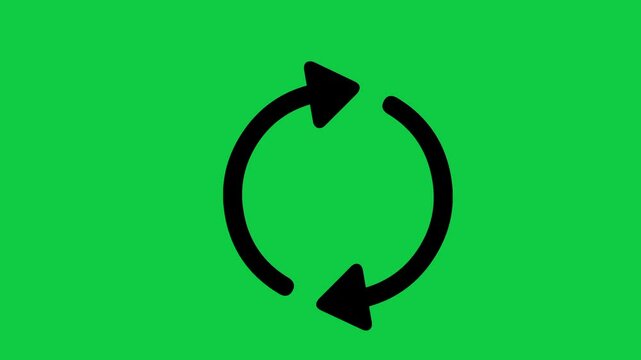 Two Round Arrows in Circle Animation | 4K Sync & Reload Icon Motion Graphic on Green