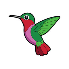 Bright Ruby-Throated Hummingbird Bird Artwork