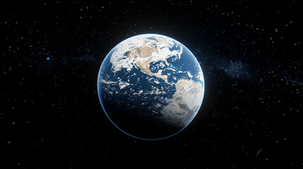 Obraz premium Earth and Moon in Space with Stars and Atmosphere