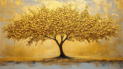 Golden money tree art, feng shui․