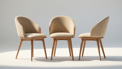 chair isolated on background . wooden and fabric furniture . various perspectives