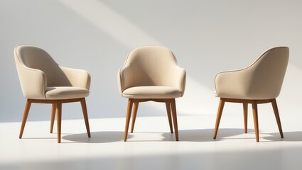 Chair isolated on a background. Wooden and fabric furniture. Various perspectives.