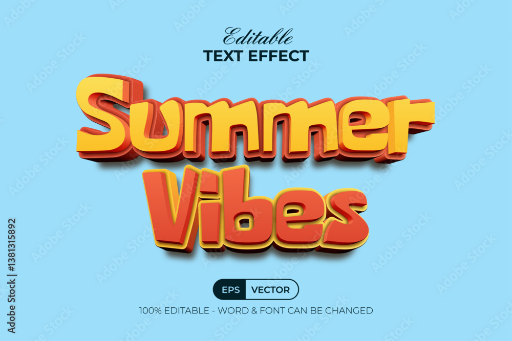 Poster 3d summer vibes editable text effect