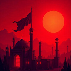 Fototapeta premium Happy Muharram and Islamic New Year, generated via ai