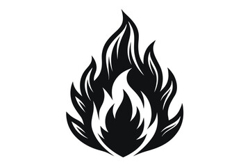 Isolated Fire Flame Silhouette Burning Icon, Firepower Energy 