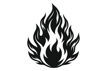 Fire Silhouette Graphic, Flames Art, Isolated Hot Burning Element