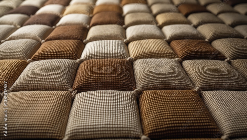 Poster camel wool fabric texture pattern arranged in a chessboard style as an abstract backdrop.