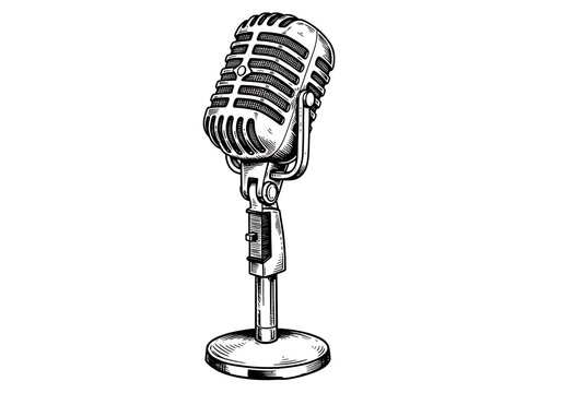 Vintage microphone illustration vector art retro mic drawing design