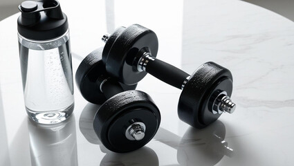 Dumbbells and Water Bottle &ndash; Gym Essentials for Strength Training