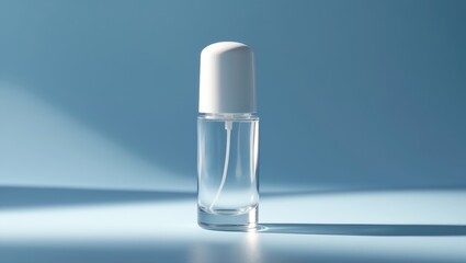 Roll-on deodorant against a blue backdrop.