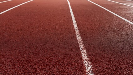 Running track with a red rubber surface. Sports and recreation.