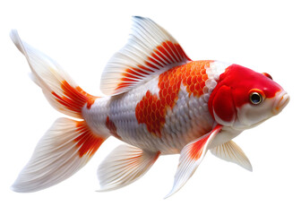 koi fish red and white isolated on white background PNG. GENERATIVE AI