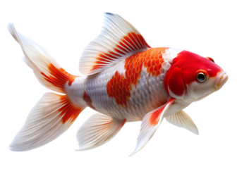 koi fish red and white isolated on white background PNG. GENERATIVE AI