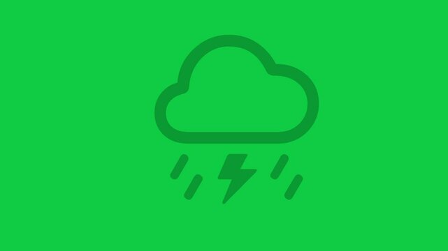 Raining with Thunder Animation, 4K Storm, Lightning & Rain Motion Graphic on Green Screen