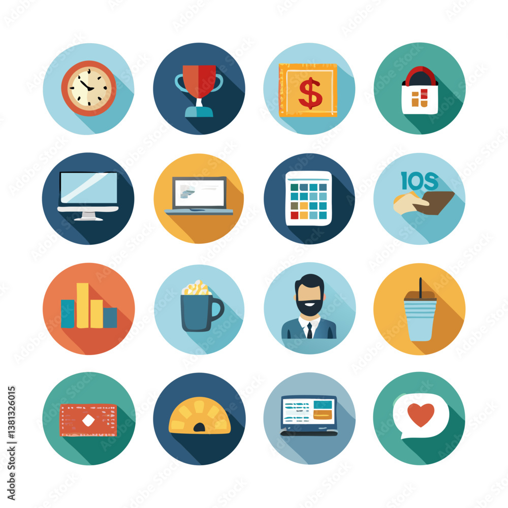 Aufkleber flat icons set for web and mobile applications