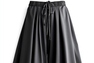 Stylish Gray Wide Leg Pants with Drawstring Waistband on White