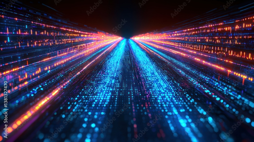 Poster abstract digital highway: a visual representation of data flow and technological advancement