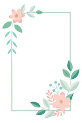 Pink floral frame with spring blossom and leaf vector art