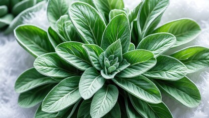 Leaves of fresh sage separated