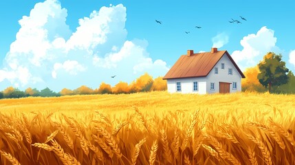 Sunny Wheat Field Home