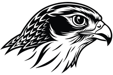 Detailed Black and White Eagle Head with Sharp Lines 